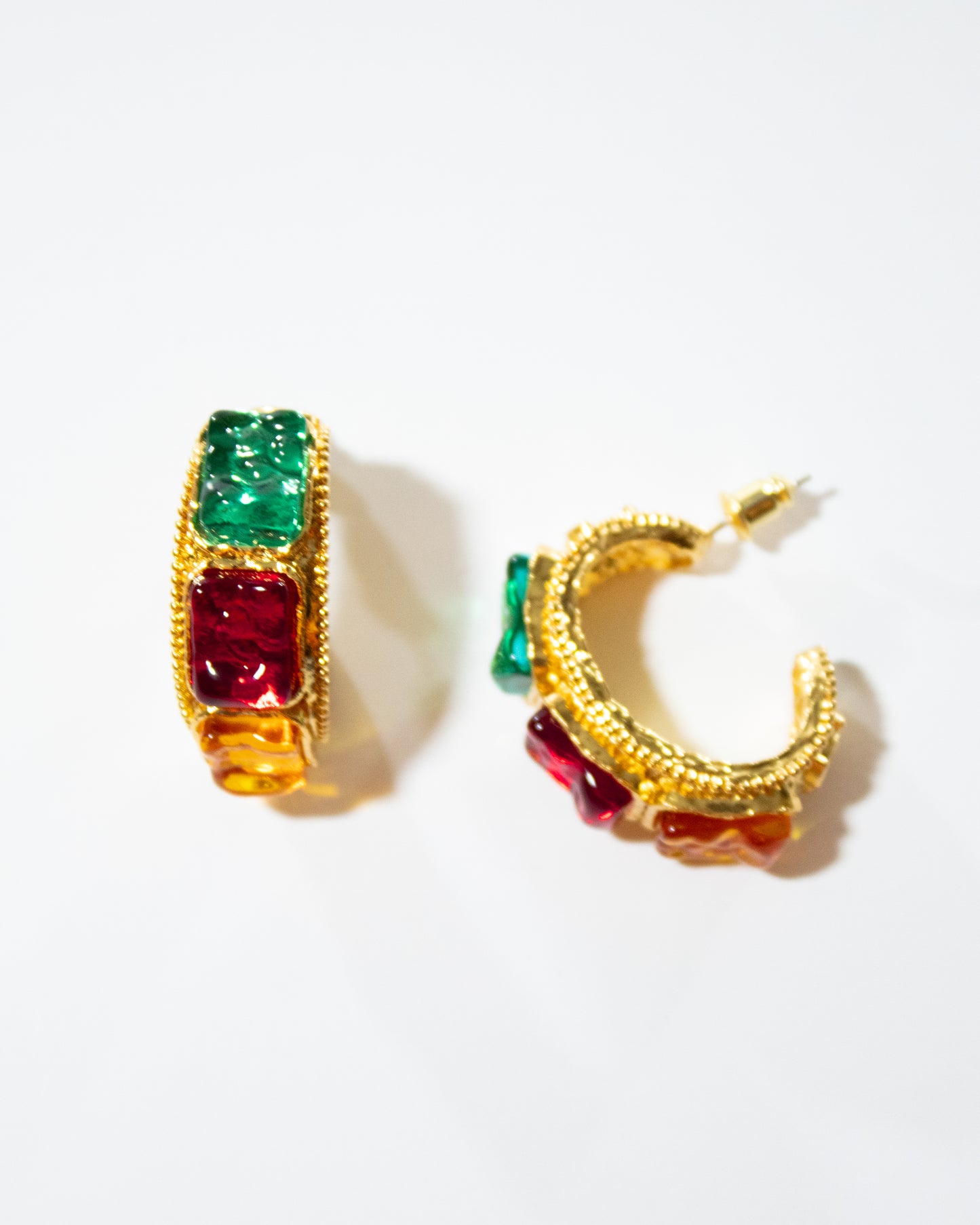 Queenie Vintage Gemstone Hoops